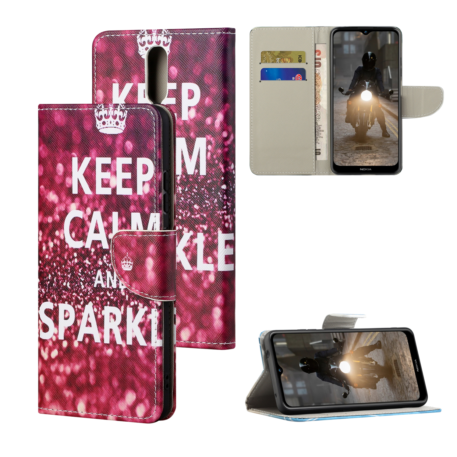 

Gemusterte Kreuztextur Leder Brieftasche Für Nokia 2.4 Stand Shell - Halte Ruhig Und Funkeln, Nokia C20
