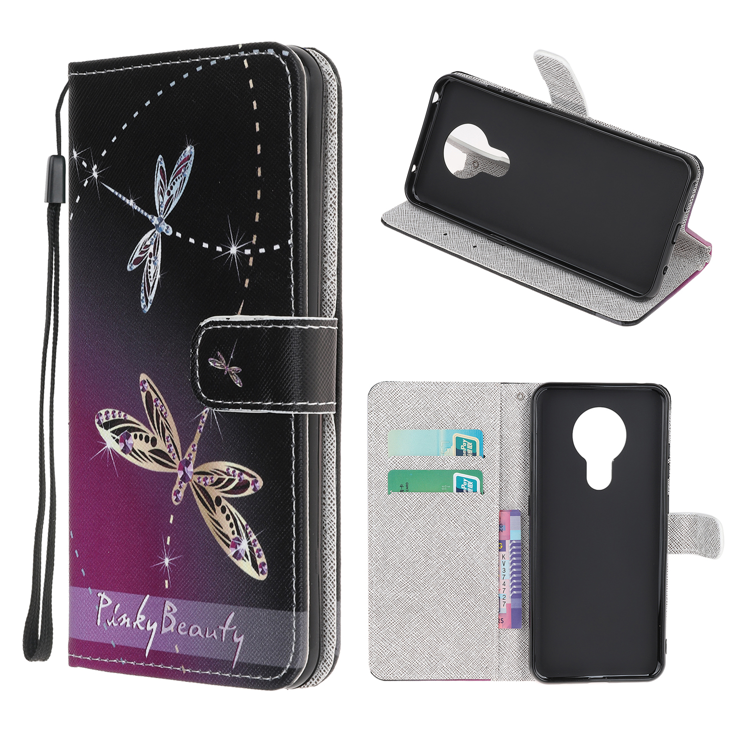 

Cross Texturmusterdruck Für Nokia 3.4 Stand Shell Brieftasche Lederabdeckung - Libelle, Nokia 3.4