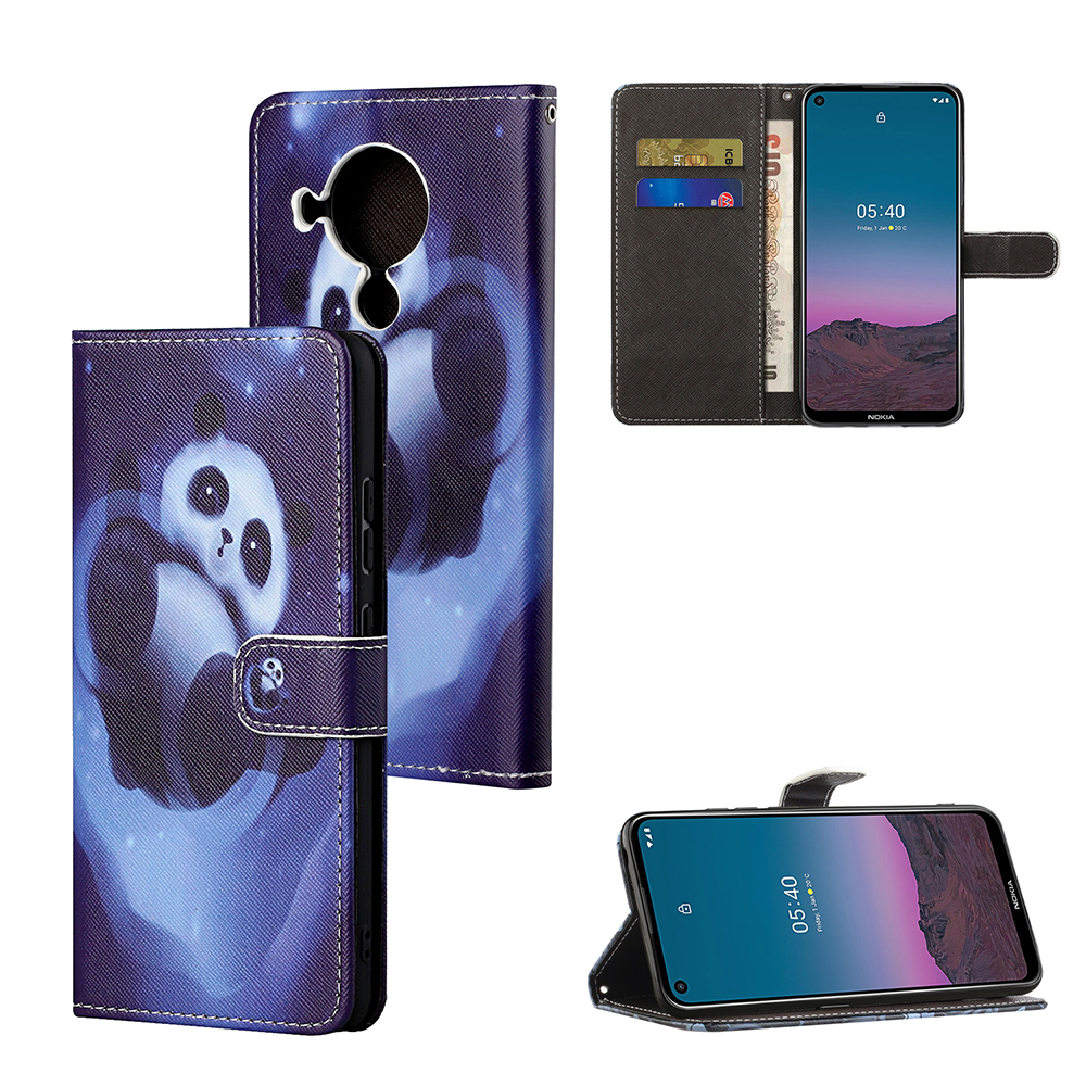 

Musterdruck Für Nokia 5.4 Kreuz Textur Lederwallet Fall Mit Schlüsselband - Panda, Nokia 5.4