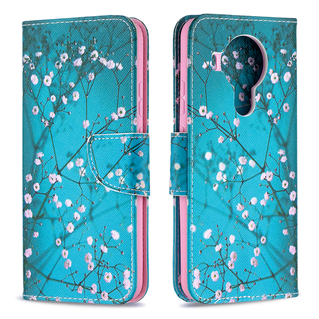 

Pattern Printing Magnetic PU Leather Stand Wallet Phone Case Shell for Nokia 5.4 - Plum Blossom