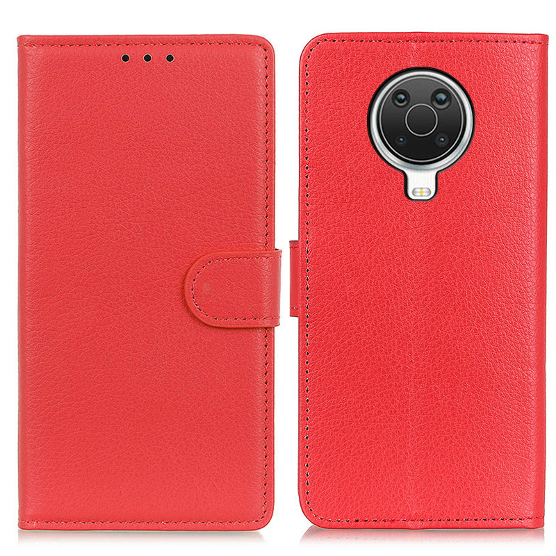 

PU Leder Hülle Telefonschutzschale Litchi Hautstand Deckung Für Nokia 6.3 / G10 / G20 - Rot, Nokia 6.3
