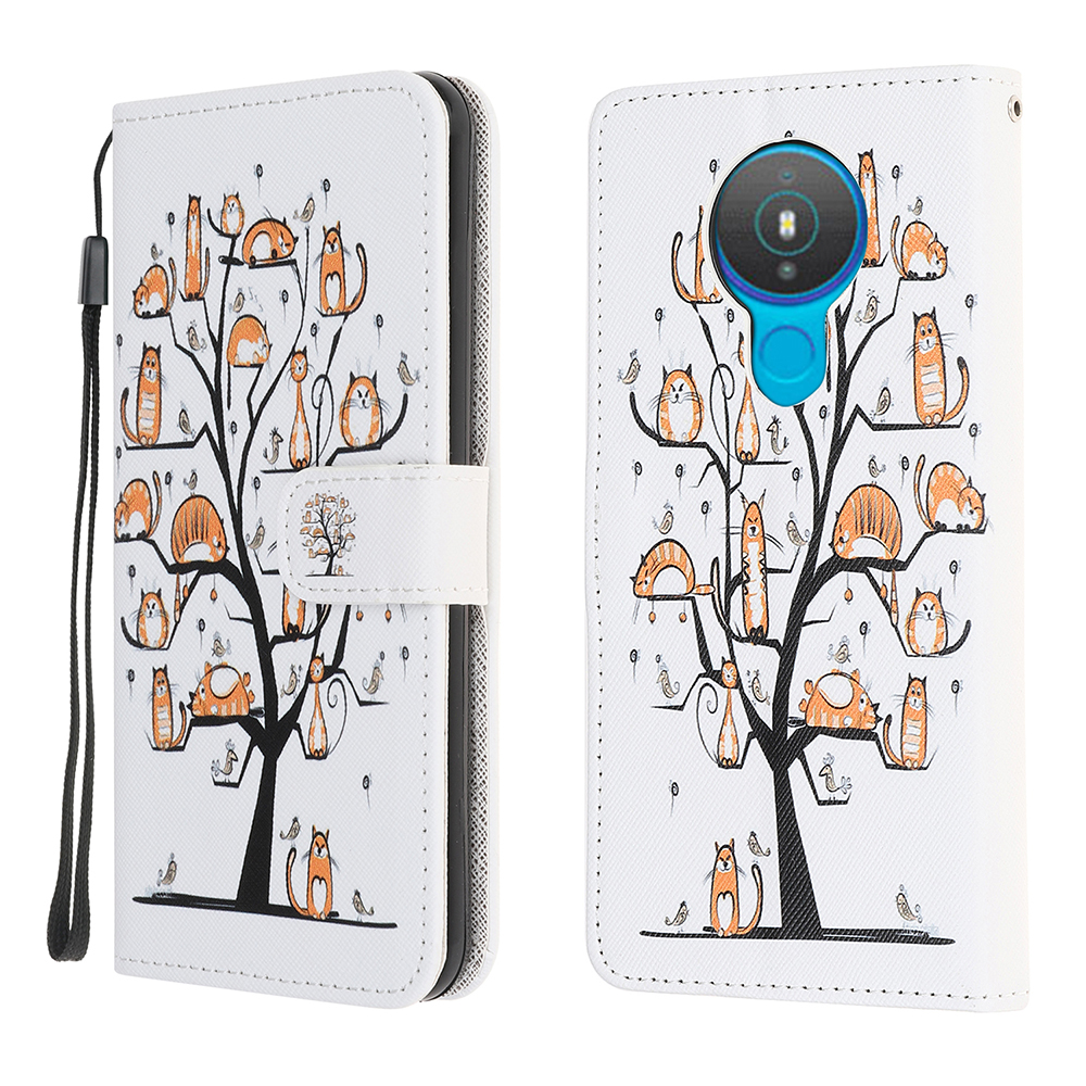 

Muster Druckkreuzstextur Leder Brieftasche Hülle Für Nokia 1.4 Deckung - Haustierbaum, Nokia 1.4