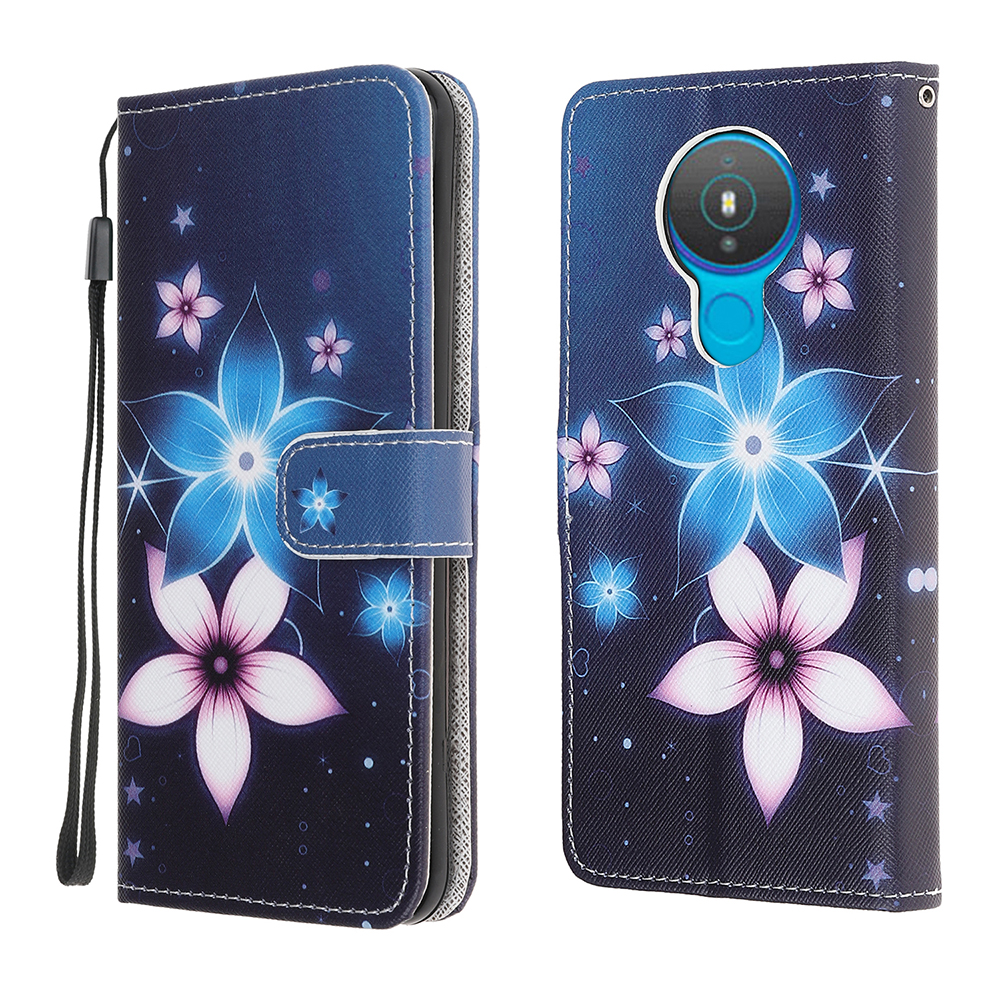 

Muster Druckkreuzstextur Leder Brieftasche Hülle Für Nokia 1.4 Deckung - Blume, Nokia 1.4