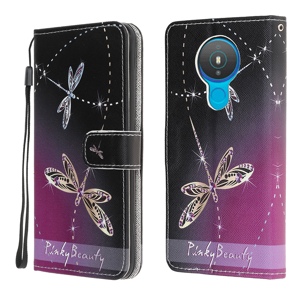 

Muster Druckkreuzstextur Leder Brieftasche Hülle Für Nokia 1.4 Deckung - Libelle, Nokia 1.4