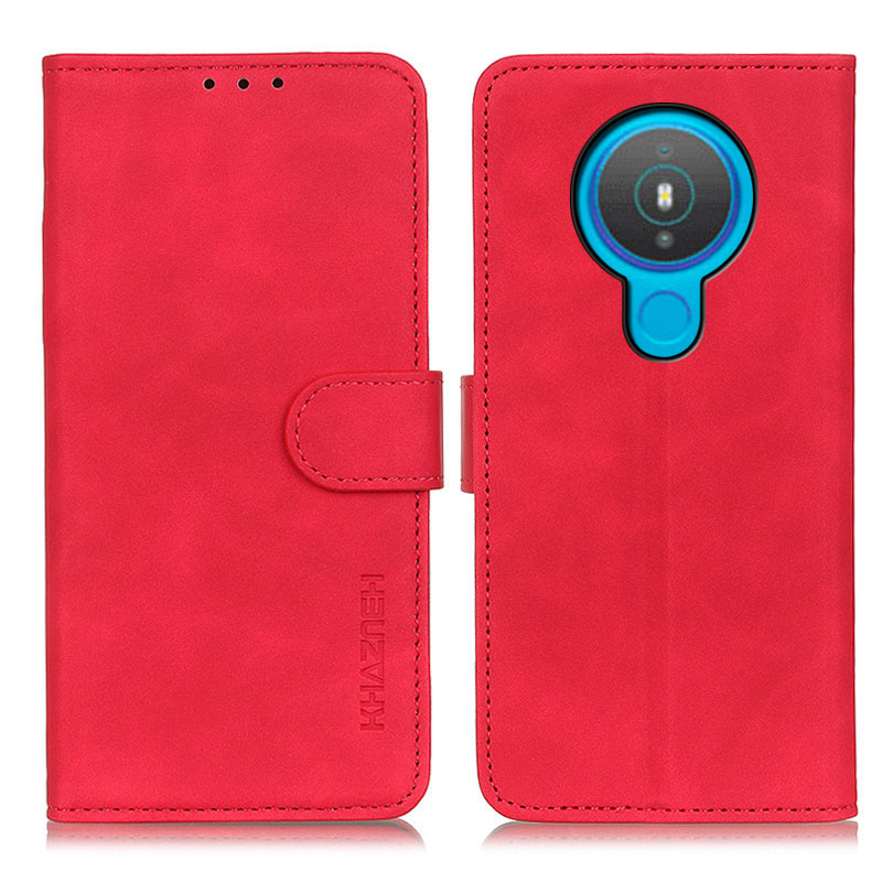 

Khazneh Wallet Design Retro Style Folio Flip pu Leder Hülle Für Nokia 1.4 - Rot, Nokia 1.4