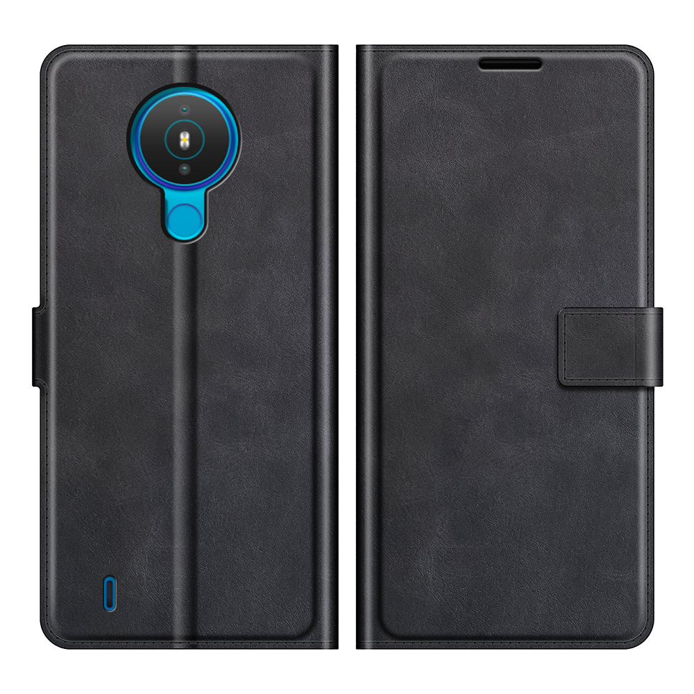 

Magnetischer Verschluss Lederschockdelie -hülle Wallet Standabdeckung Für Nokia 1.4 - Schwarz, Nokia 1.4