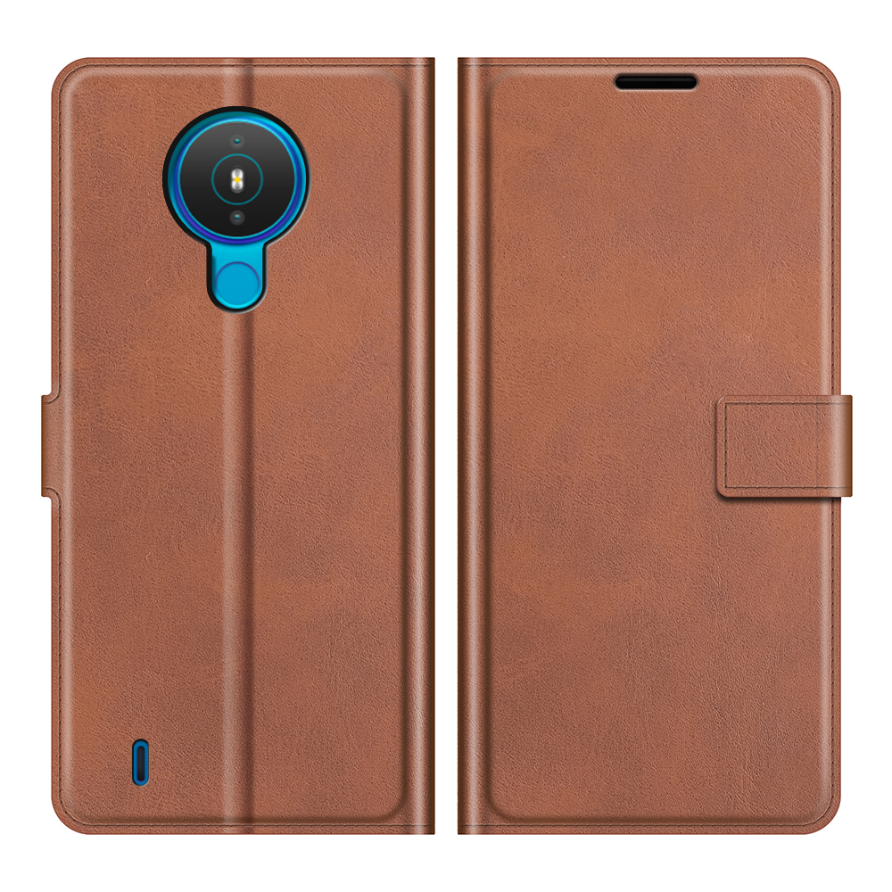 

Magnetischer Verschluss Lederschockdelie -hülle Wallet Standabdeckung Für Nokia 1.4 - Braun, Nokia 1.4