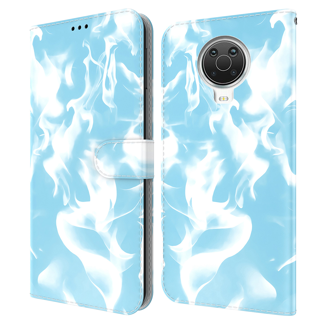 

Brieftasche Stand PU Leder Telefonhülle Mit Nebelmusterdruck Für Nokia G10 / G20 - Blau, Nokia G10 4G