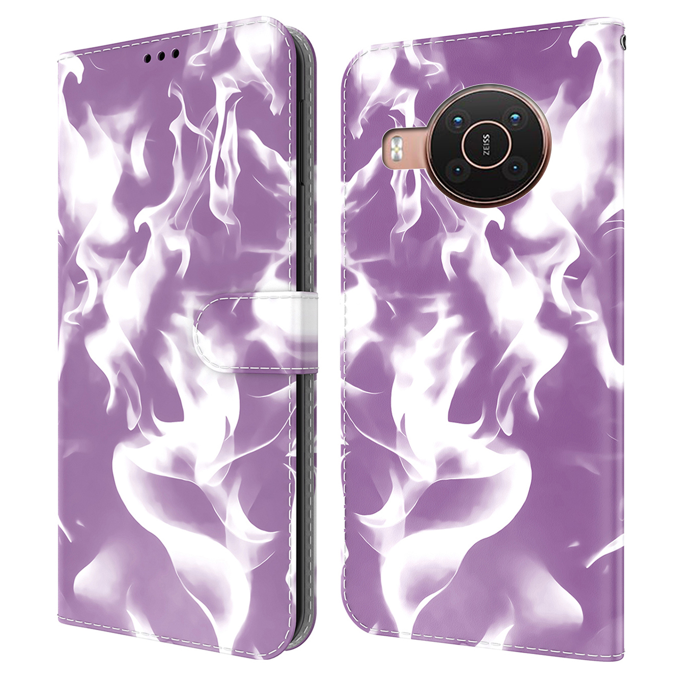 

Nebelmuster Druck PU Leder Brieftasche Deckung Telefonständer Shell Für Nokia X10 / X20 - Violett, Nokia X10 5G