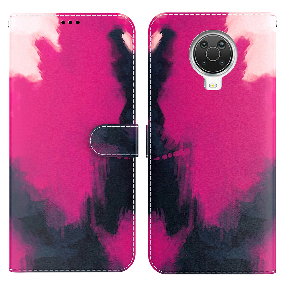 

Aquarellmuster Flip Cover Magnetic Folio PU Leder Brieftasche Schutzabdeckung Für Nokia G10 / G20 - Beere, Nokia G10 4G