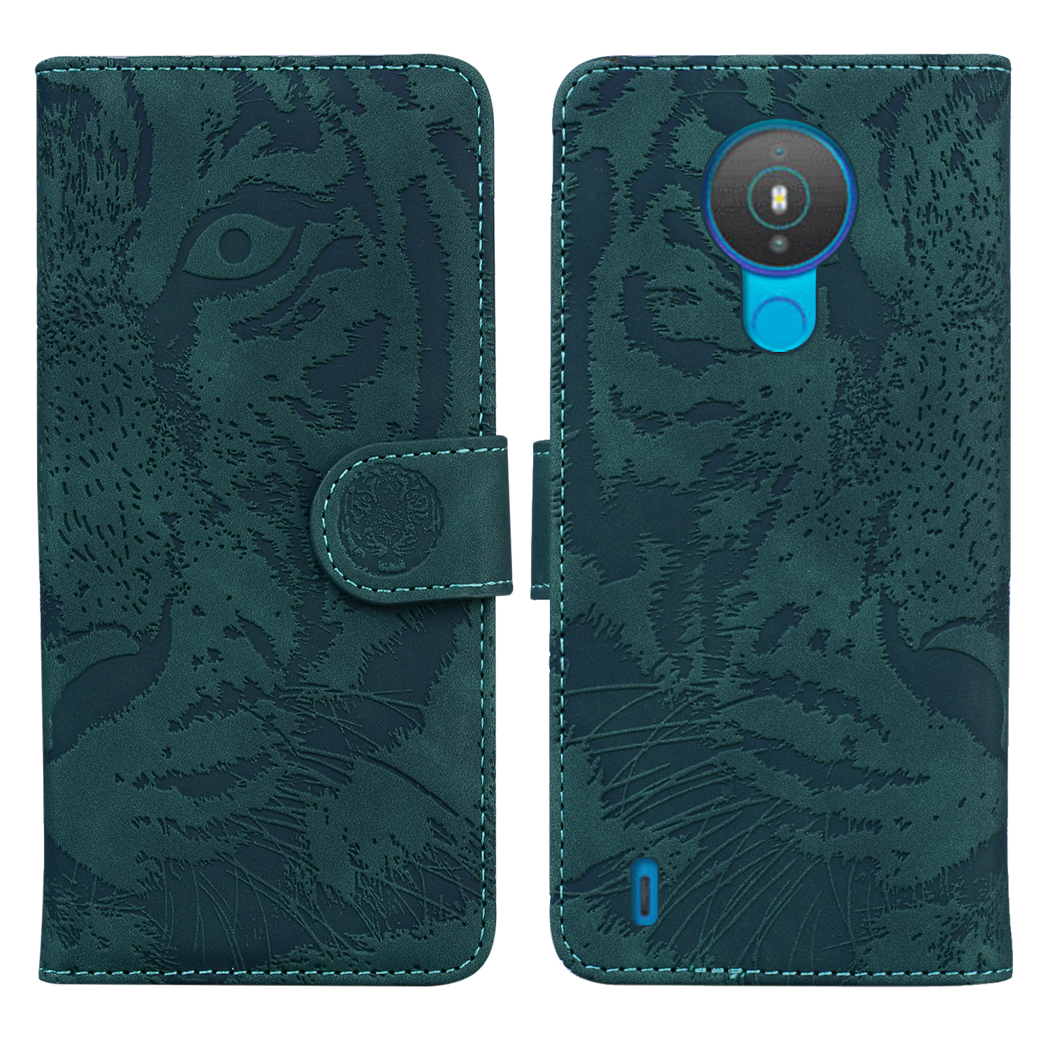 

Anti-scratch Pure Color Tiger-abdruckmuster Leder-telefonständer Für Nokia 1.4 - Grün, Nokia 1.4