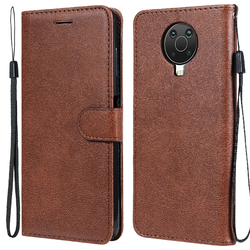 

Drop-resistant Folio Flip KT Leder Serie-2 Shell Pure Color Leder Telefonabdeckung Für Nokia G20/G10 - Braun, Nokia G20 4G