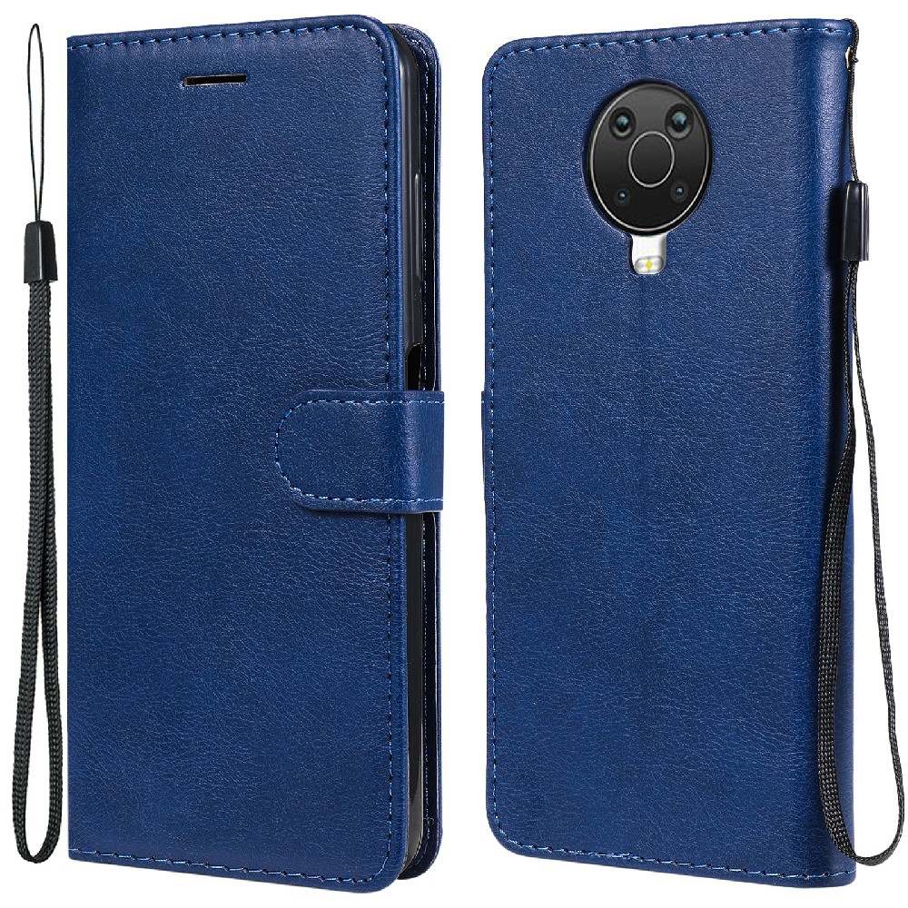 

Drop-resistant Folio Flip KT Leder Serie-2 Shell Pure Color Leder Telefonabdeckung Für Nokia G20/G10 - Blau, Nokia G20 4G