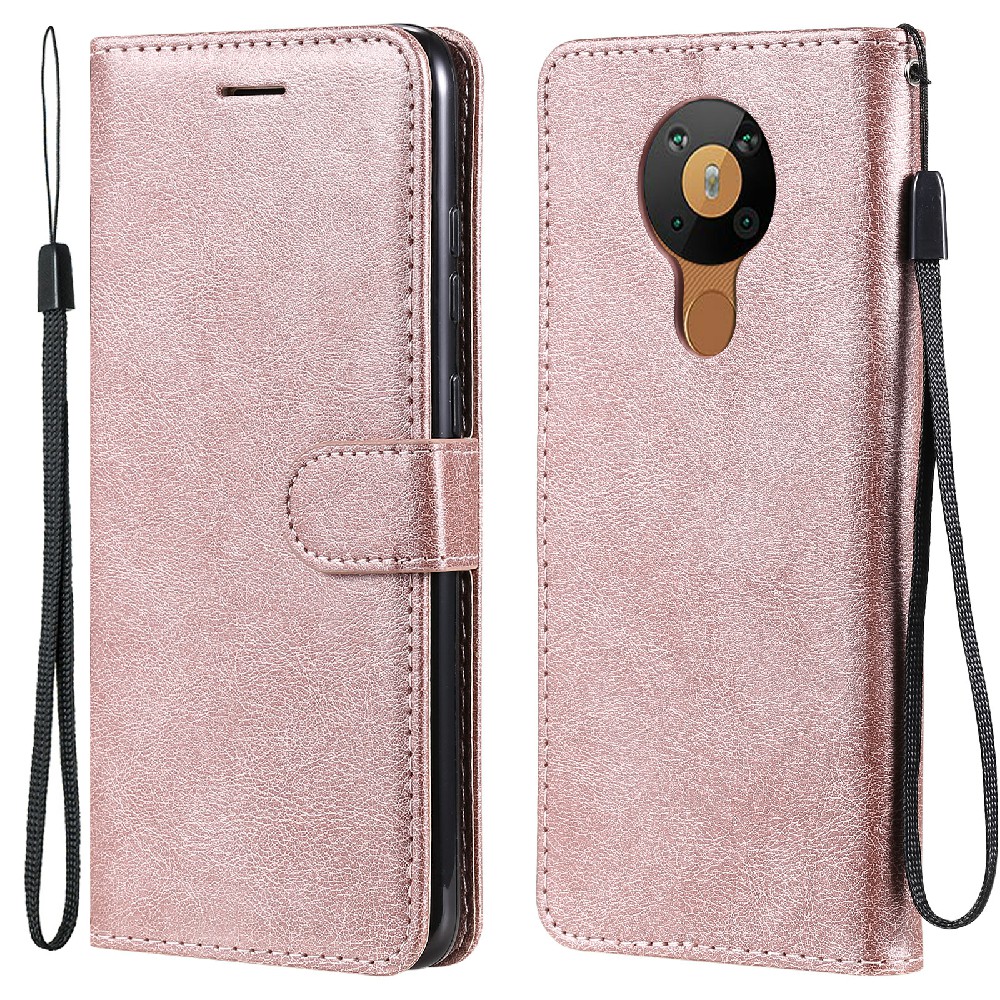 

KT Leder Serie-2 Folio Flip Scratch-profis Shell Pure Color Leder Telefonabdeckung Für Nokia 5.3 - Roségold, Nokia 5.3