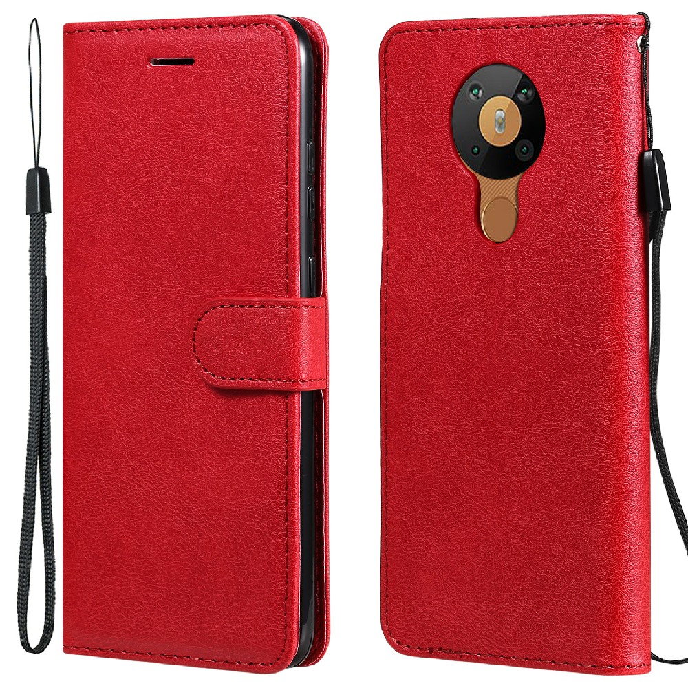 

KT Leder Serie-2 Folio Flip Scratch-profis Shell Pure Color Leder Telefonabdeckung Für Nokia 5.3 - Rot, Nokia 5.3