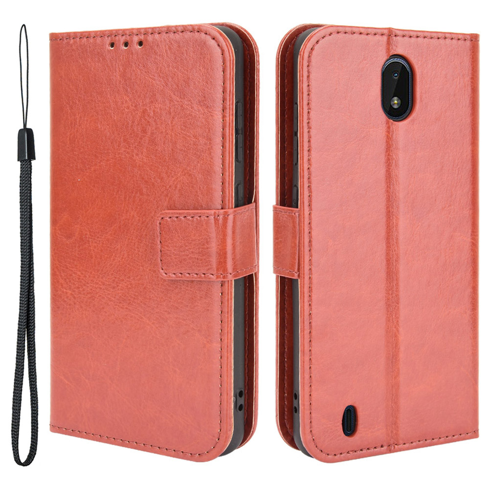 

Crazy Horse PU Leder -brieftaschen -karten -slots Schutz Handy Shell Mit Stand Für Nokia C01 Plus - Braun, Nokia C01 Plus