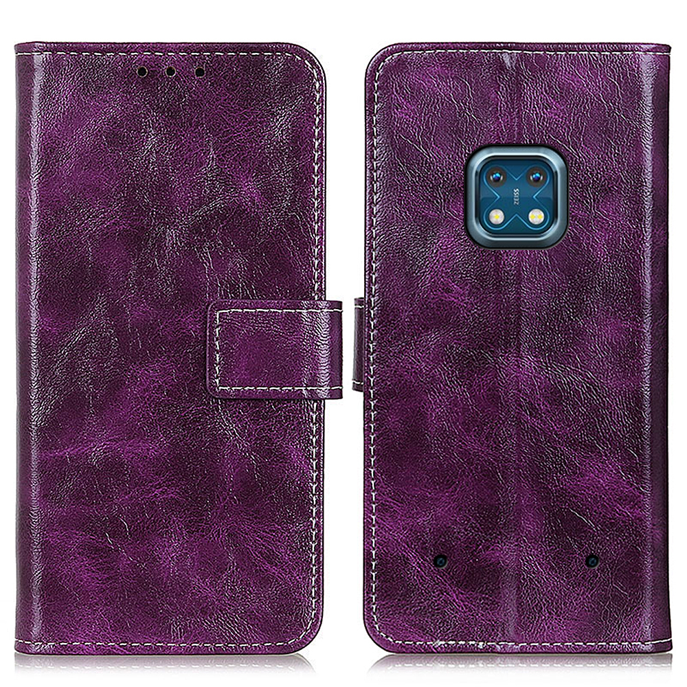 

Retro -stil Crazy Horse Textur PU Leder Brieftasche Magnetisch Ständer Flip Schutzschutz Für Nokia XR20 - Violett, Nokia XR20 5G