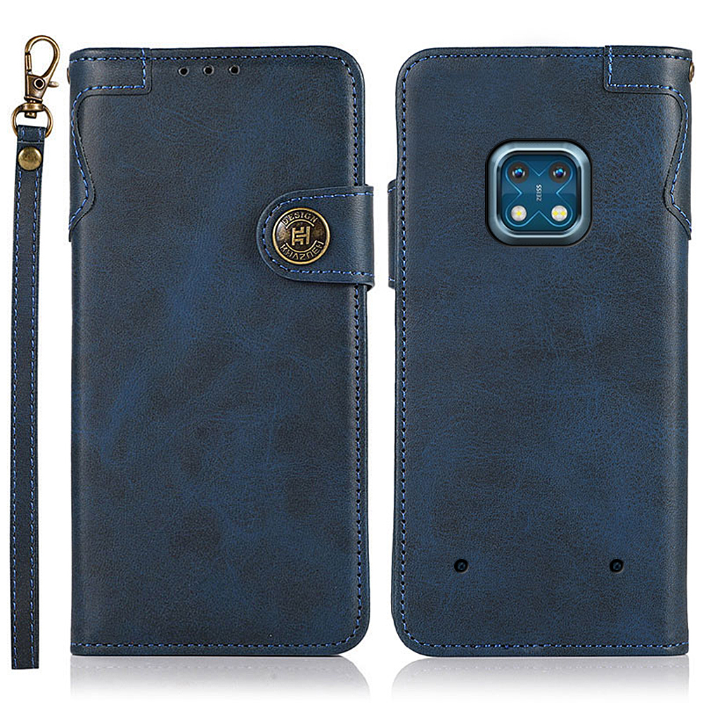 

Khazneh PU Leder Ganzkörper Stoßdet Wallet Wallet Flip Ständer Mit Magnetverschluss Und Riemen Für Nokia XR20 - Blau, Nokia XR20 5G