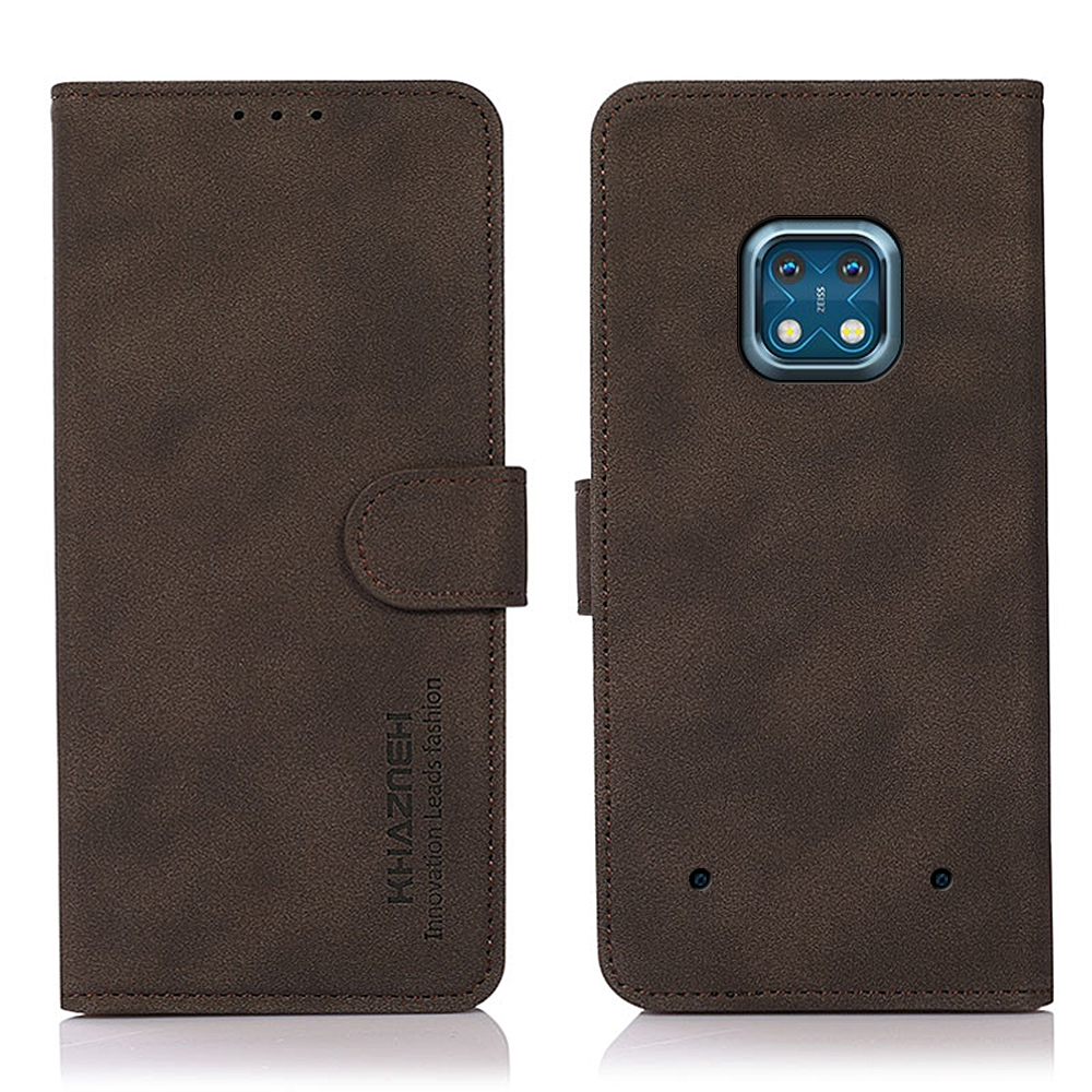 

Khazneh Lint Textur Leder Brieftasche Schocksicheres Schutzabdeckungsabdeckungshülle Für Nokia XR20 - Braun, Nokia XR20 5G