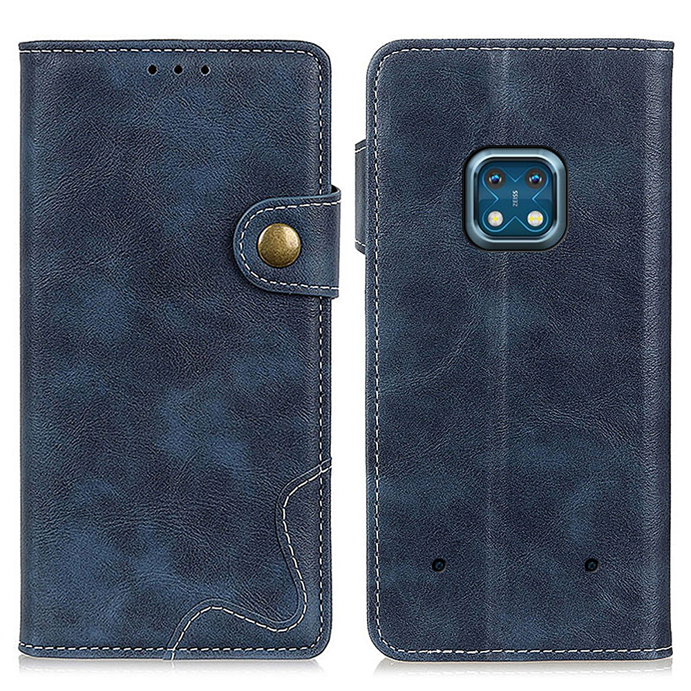 

S-förmige Strukturierte PU Leder Brieftasche Design Telefonständer Für Nokia XR20 - Blau, Nokia XR20 5G