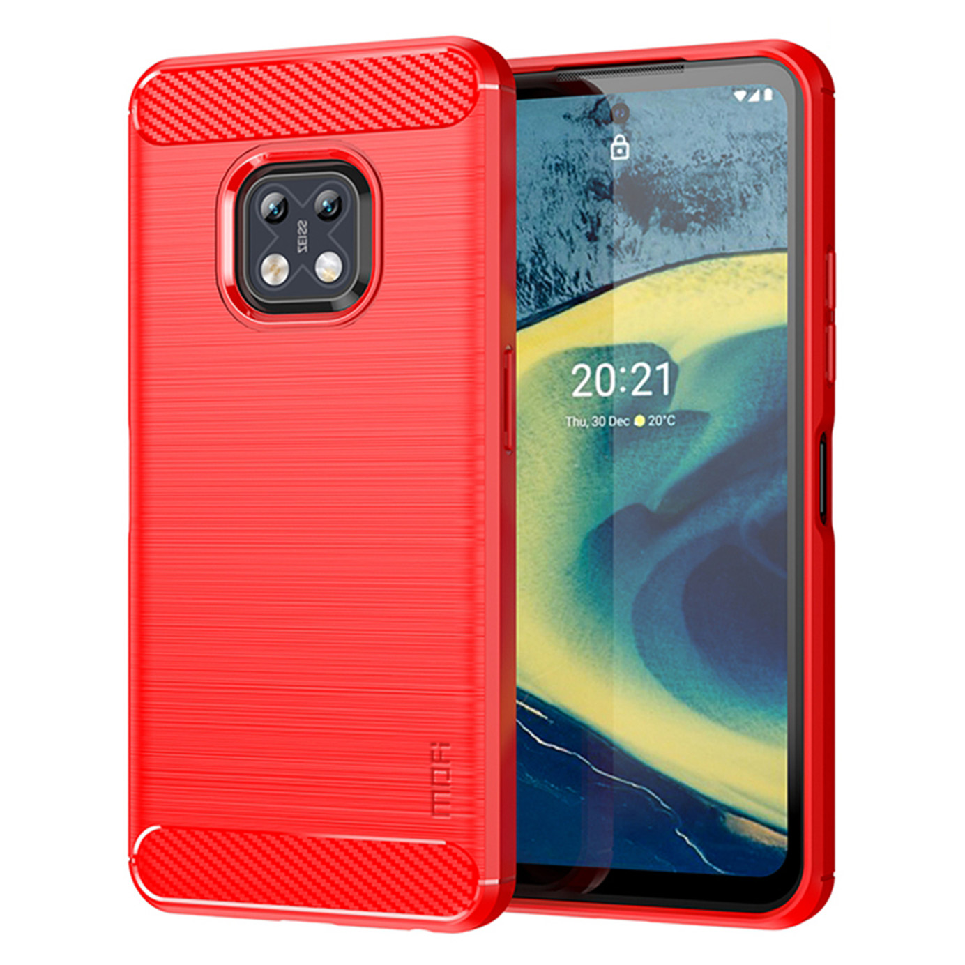 

Mofi Stoßdicht Mit Leichtem Carbonfaser -design Weiche TPU -abdeckungskoffer Für Nokia XR20 - Rot, Nokia XR20 5G