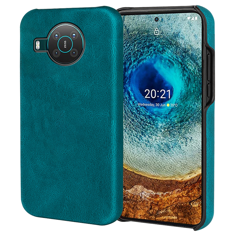 

PU-Leder-beschichteter PC-Anti-Scratch-Gehäuse Gut Geschützte Drop-Proof-Handy-Shell Für Nokia X10 / X20 - Zyan, Nokia X10 5G