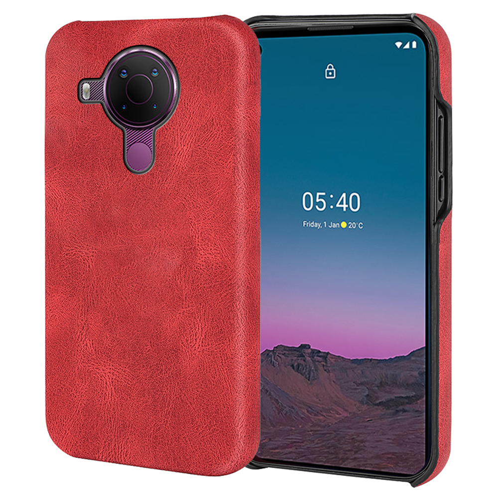 

Strukturierte PU Lederbeschichtung Ultra-dünner Hard-pc-telefonhülle Schutzabdeckung Für Nokia 5.4 - Rot, Nokia 5.4