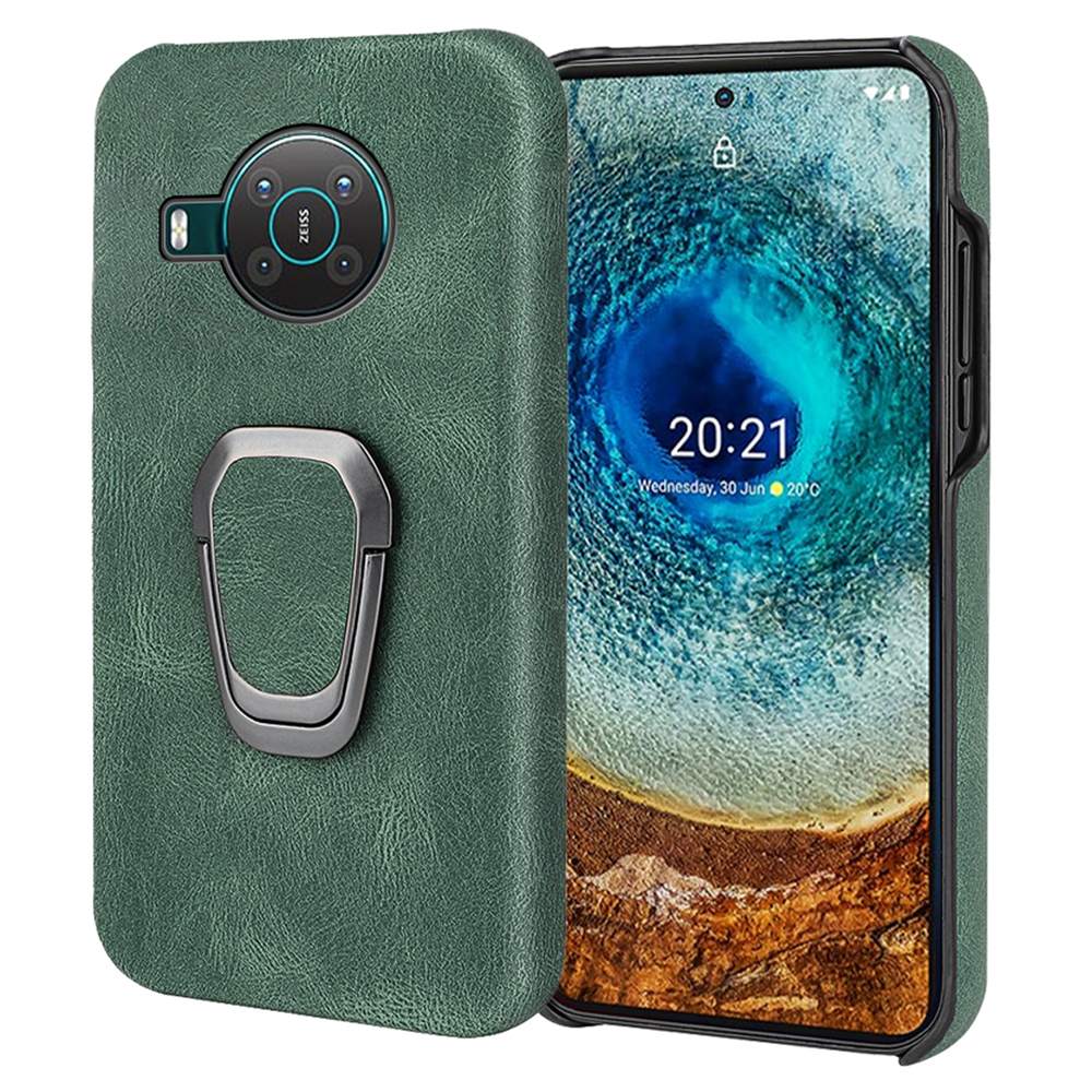 

Anti-drop-smooth Touch PU Leder Beschichtete Hardpc-back-shell-hülle Mit Ringkickstand Für Nokia X10 / X20 - Grün, Nokia X10 5G