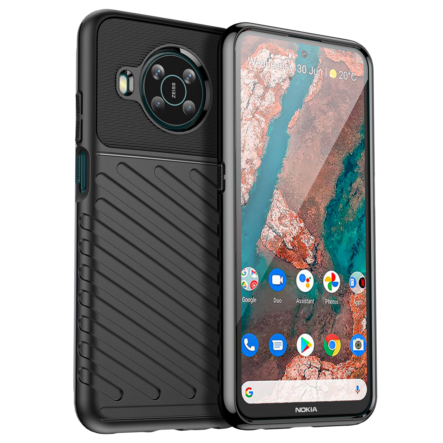 

Thunder Serie Twill Textur Verdickte Starke Schutzweiche TPU Anti-Scratch-Schutzabdeckung Für Nokia X100 - Schwarz, Nokia X100 5G