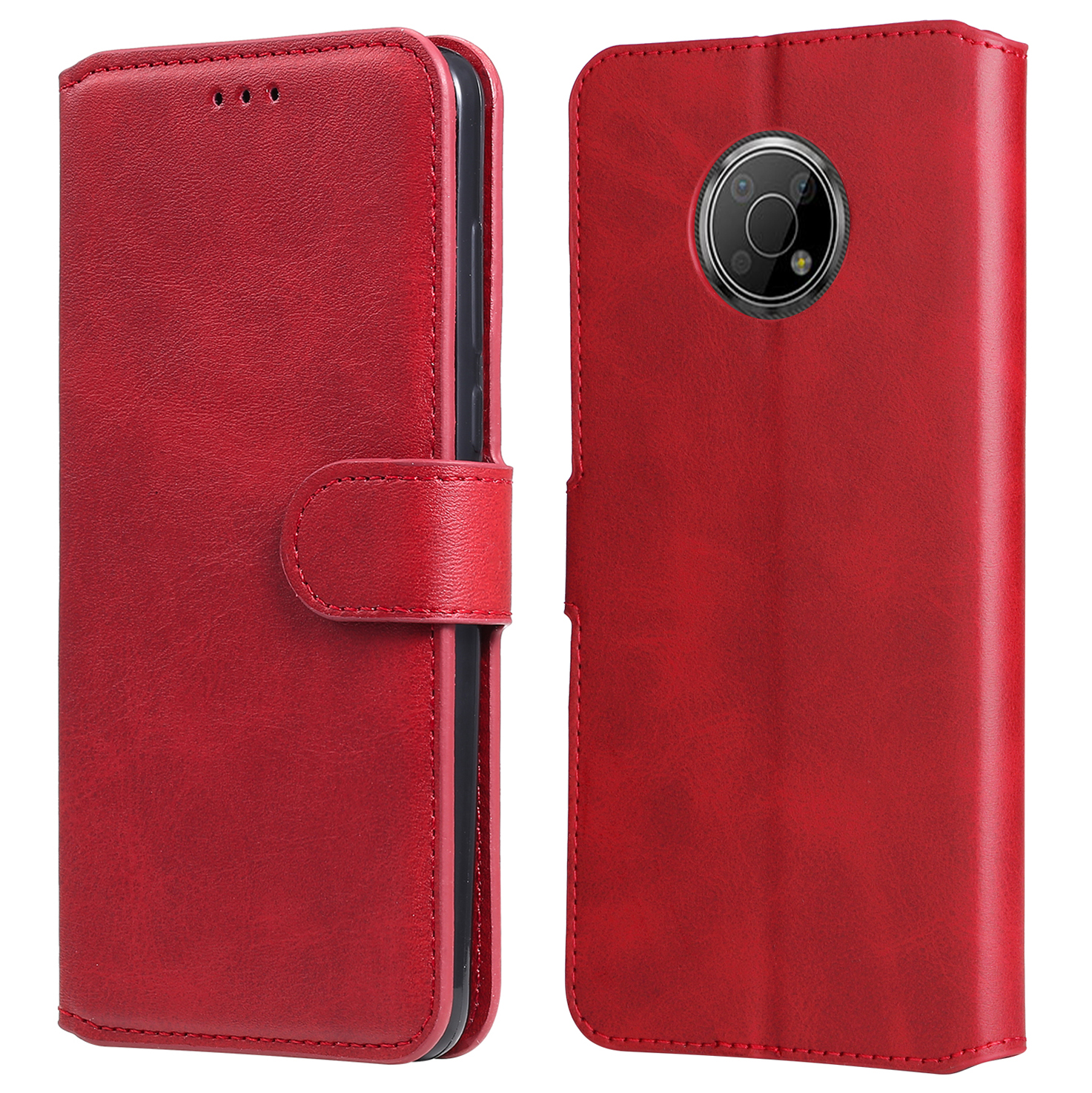 

Kratzfestes Anti-fall-pu-leder-brieftaschenhülle Schutzschutz Mit Stand Für Nokia G300 - Rot, Nokia G300