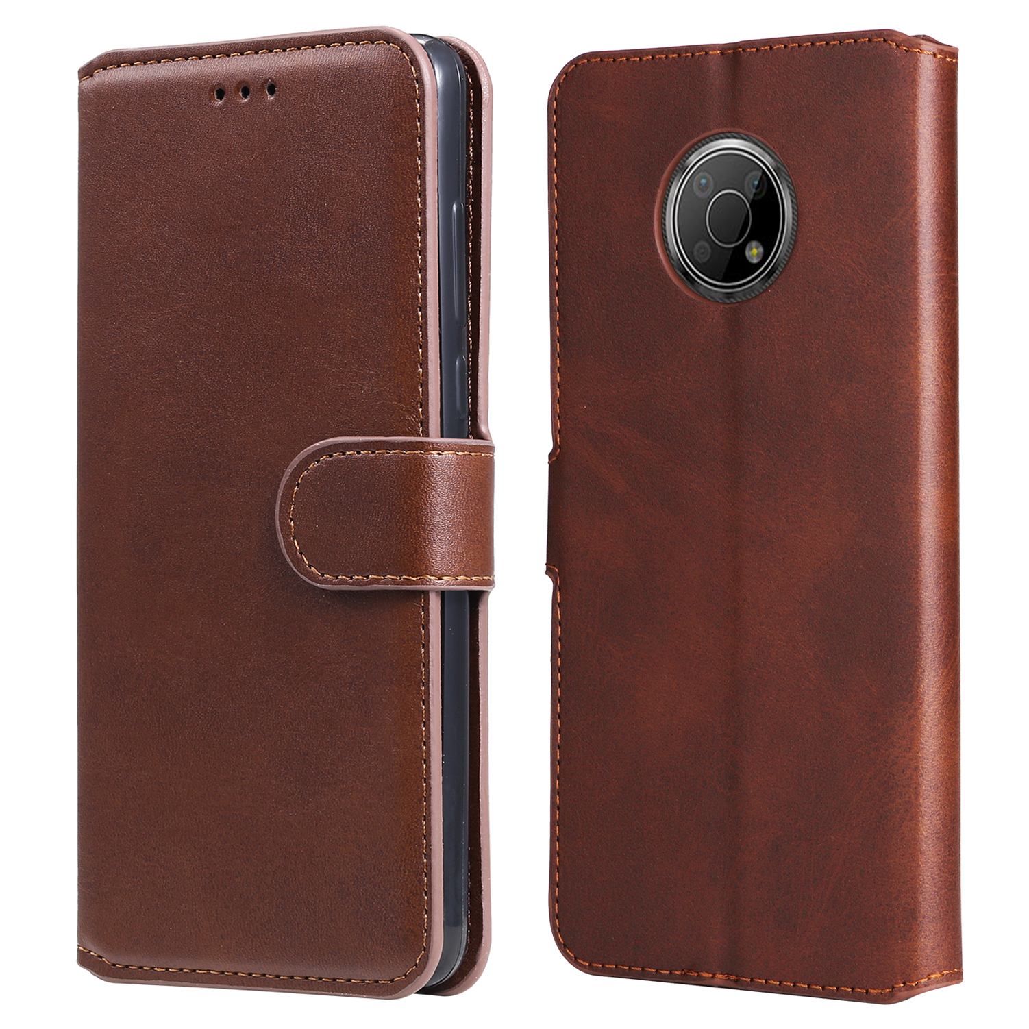 

Kratzfestes Anti-fall-pu-leder-brieftaschenhülle Schutzschutz Mit Stand Für Nokia G300 - Braun, Nokia G300