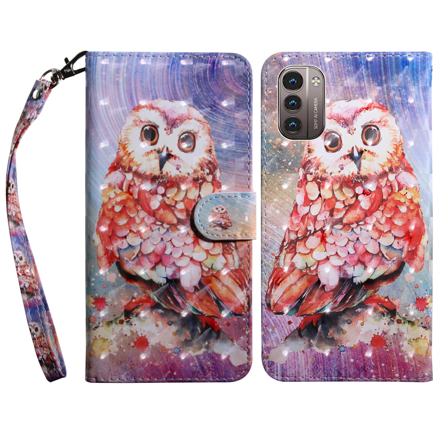 

Für Nokia G11/G21 Schockdes Telefongehäuse PU Leder Schutzhülle 3D -muster Gedrucktes Folio -flip -cover Mit Standbrieftasche - Eule, Nokia G11 4G