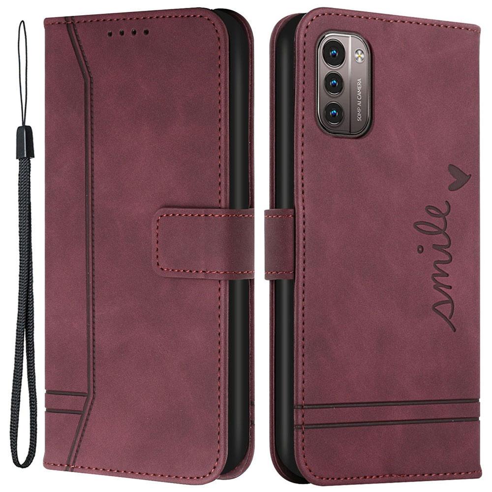 

Pour la Coque de Téléphone Portable en Cuir pu en Cuir PU Nokia G21 003, Coque en Cuir de Coeur, Étui de Téléphone Flip Imprimé Avec Conception de Portefeuille de Support - Rouge
