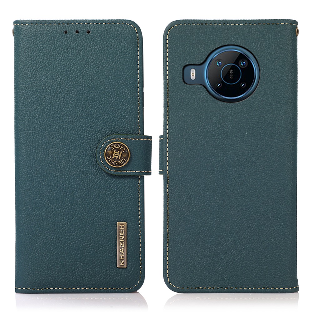 

Khazneh Für Nokia X100 RFID Blockieren Echte Lederkoffer Wallet Stand Mobiltelefonabdeckung - Grün, Nokia X100 5G