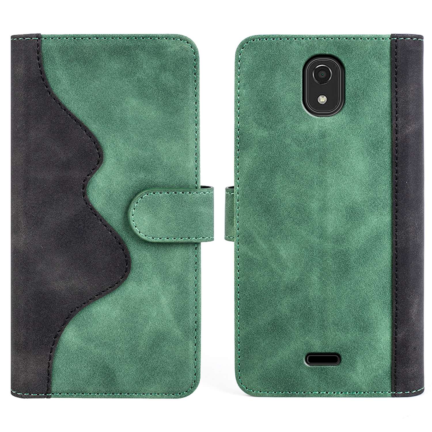 

Farbspleiß Telefon Ledertasche Für Nokia C100, Stand Wallet Flip Folio Telefonabdeckung Shell - Grün, Nokia C100 4G