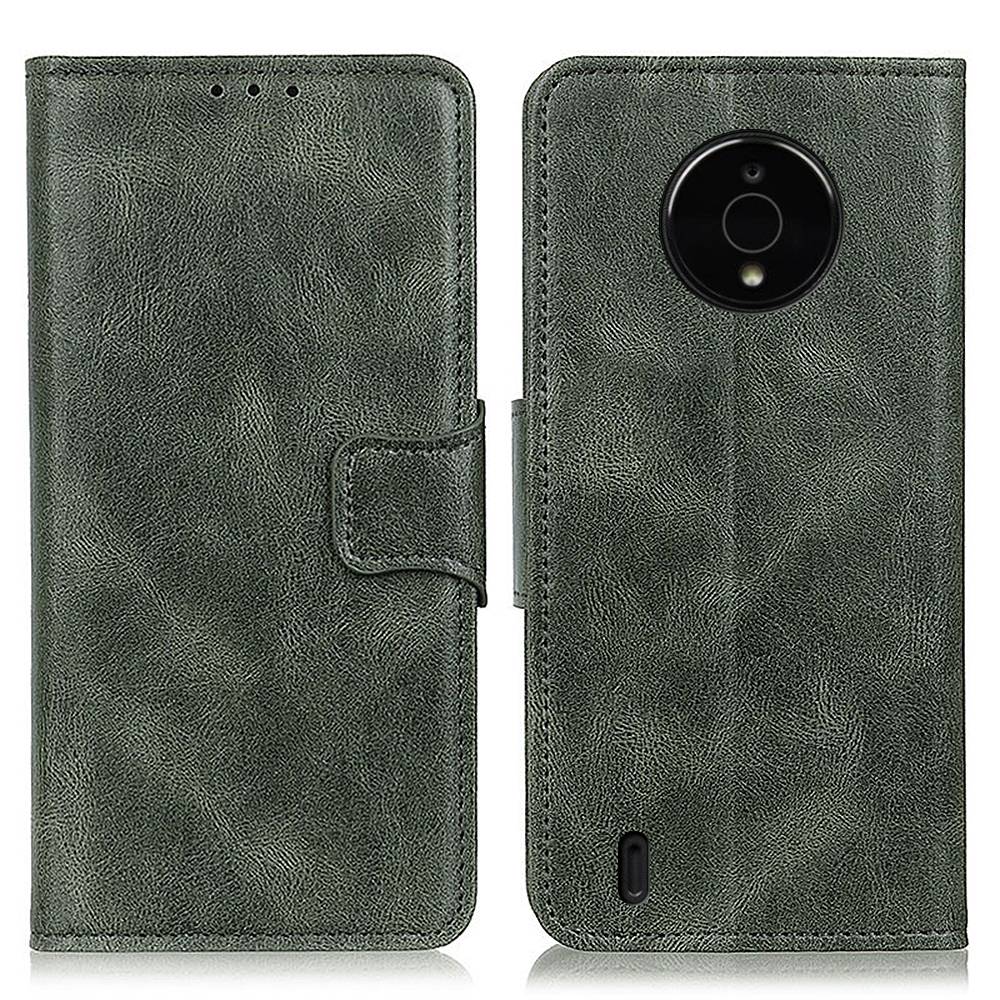 

Für Nokia C200 Wallet Flip Cover Crazy Horse Textur PU Leder Magnetisch Verschluss Schutz Stand Folio Telefon Hülle - Schwarzgrün, Nokia C200 4G