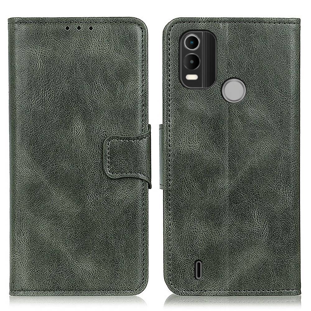 

Für Nokia C21 Plus PU Leder Flip Case Crazy Horse Textur Wallet Stand TPU Innenraum Allround Protection Telefonabdeckung - Schwarzgrün, Nokia C21 Plus 4G