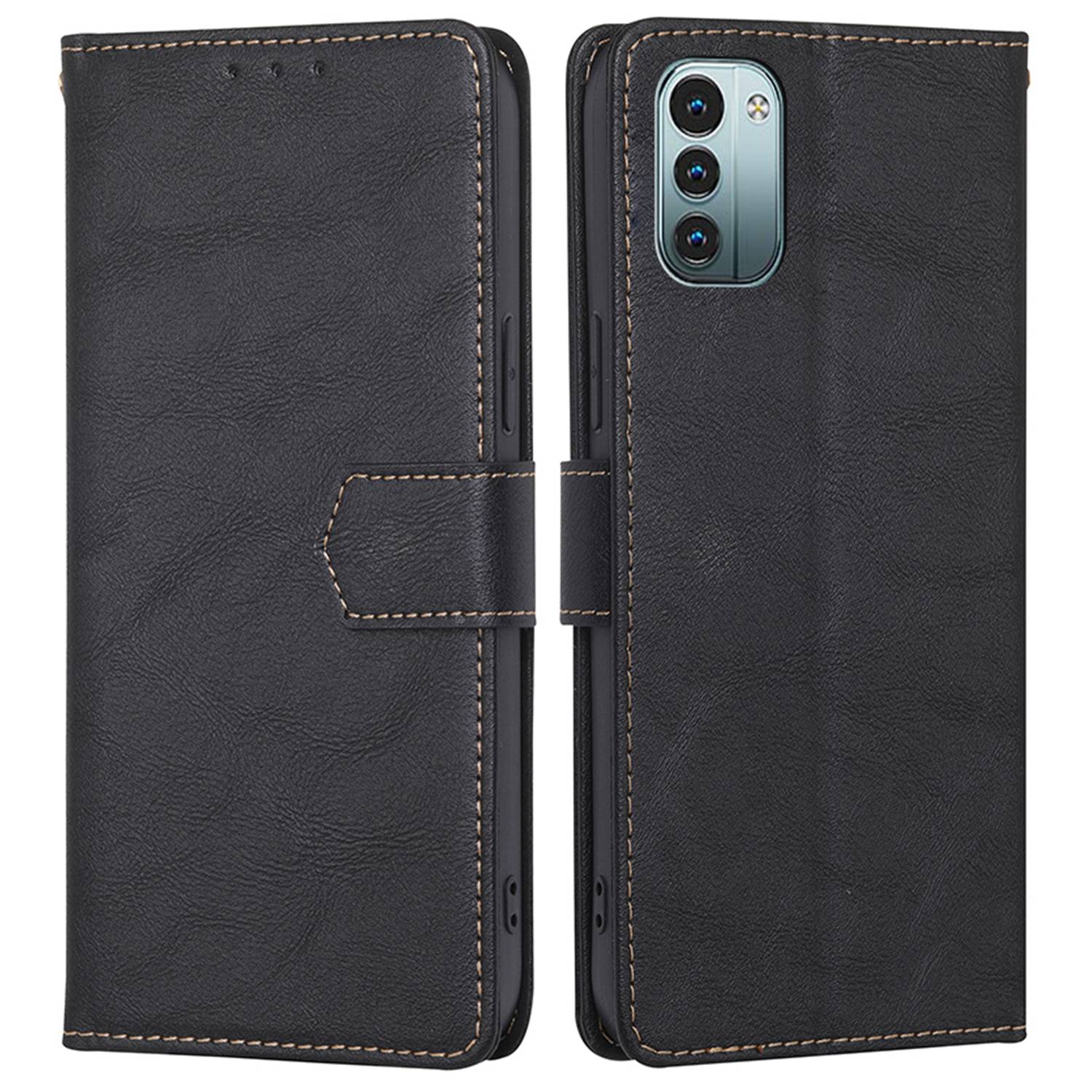 

Für Nokia G21/G11 PU Leder-telefonabdeckung Wasserdichtes Stand Brieftasche Anti-drop-mobiltelefonhülle Mit Rfid-blockierungsfunktion - Schwarz, Nokia G21 4G