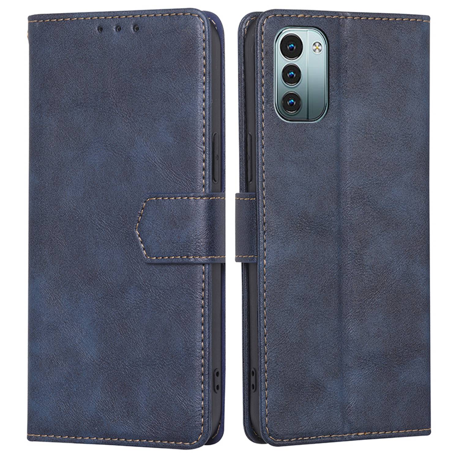 

Für Nokia G21/G11 PU Leder-telefonabdeckung Wasserdichtes Stand Brieftasche Anti-drop-mobiltelefonhülle Mit Rfid-blockierungsfunktion - Blau, Nokia G21 4G