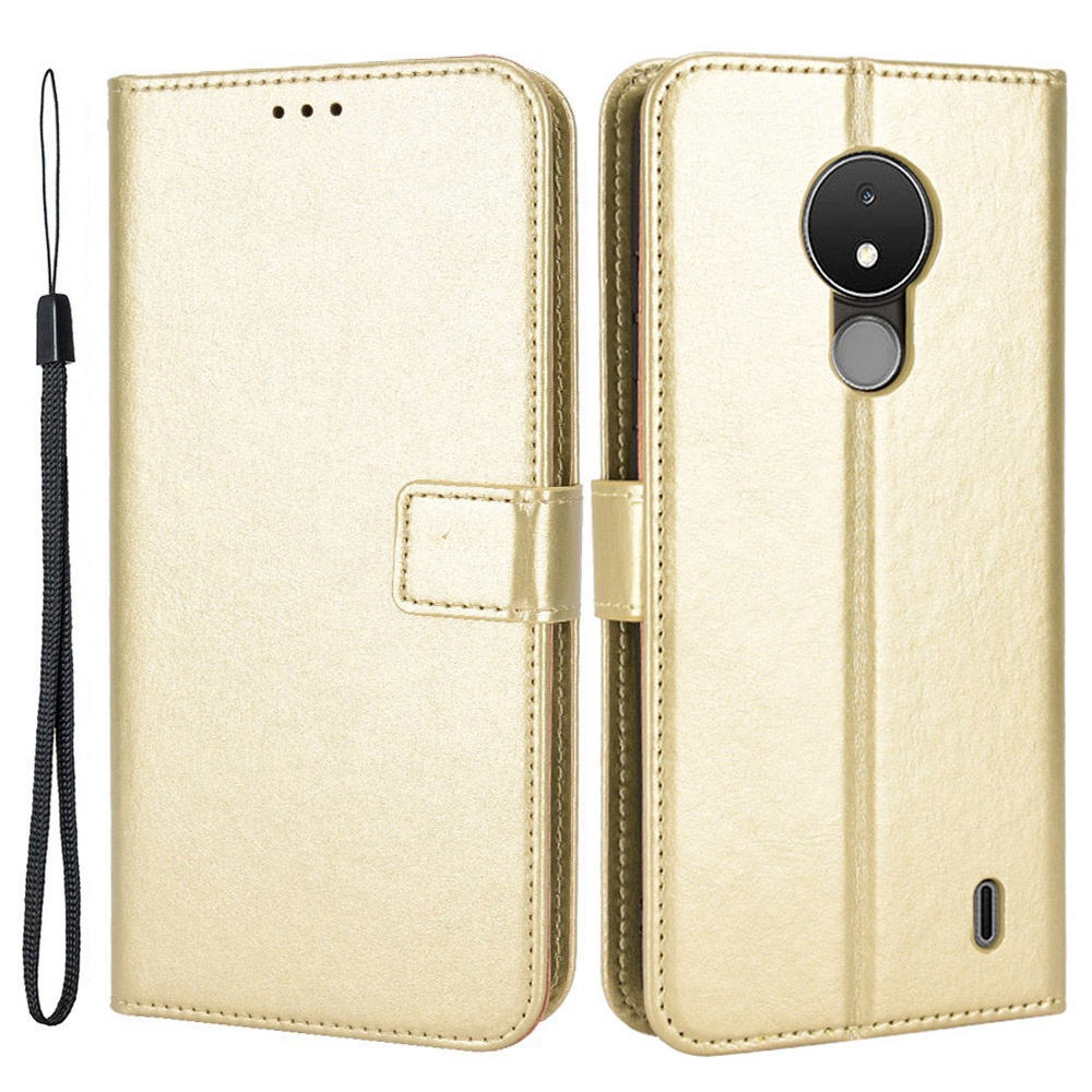

Crazy Horse Textur Hülle Für Nokia C21 4G, Stand Wallet -funktion PU Leder Ganzkörperschutz Telefonabdeckung Shell Shell - Gold, Nokia C21