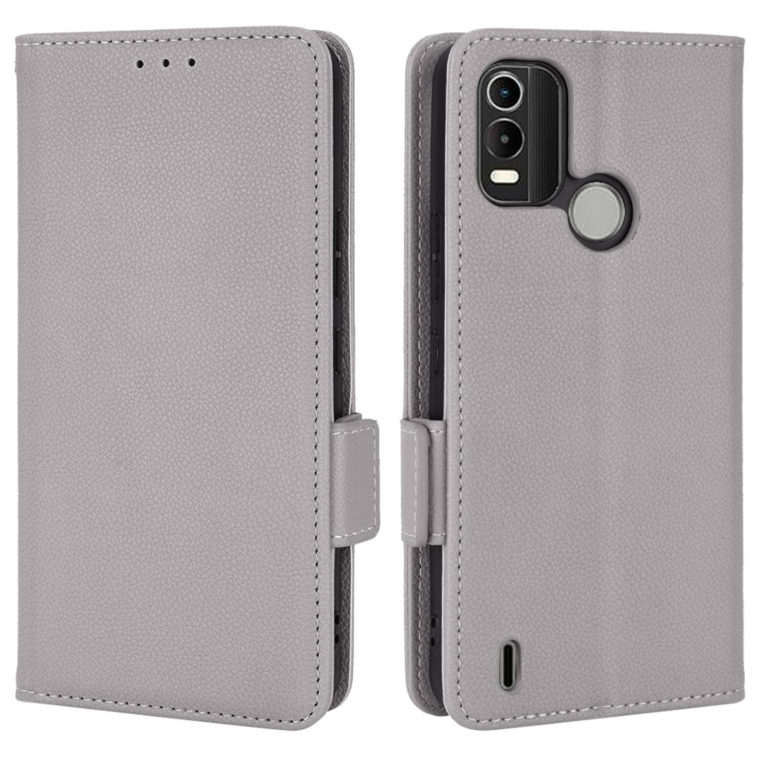 

Litchi Textur Magnetic Clasp Phone Hülle Für Nokia C21 Plus, PU Leder -ständer Brieftasche Abdeckung - Grau, Nokia C21 Plus 4G