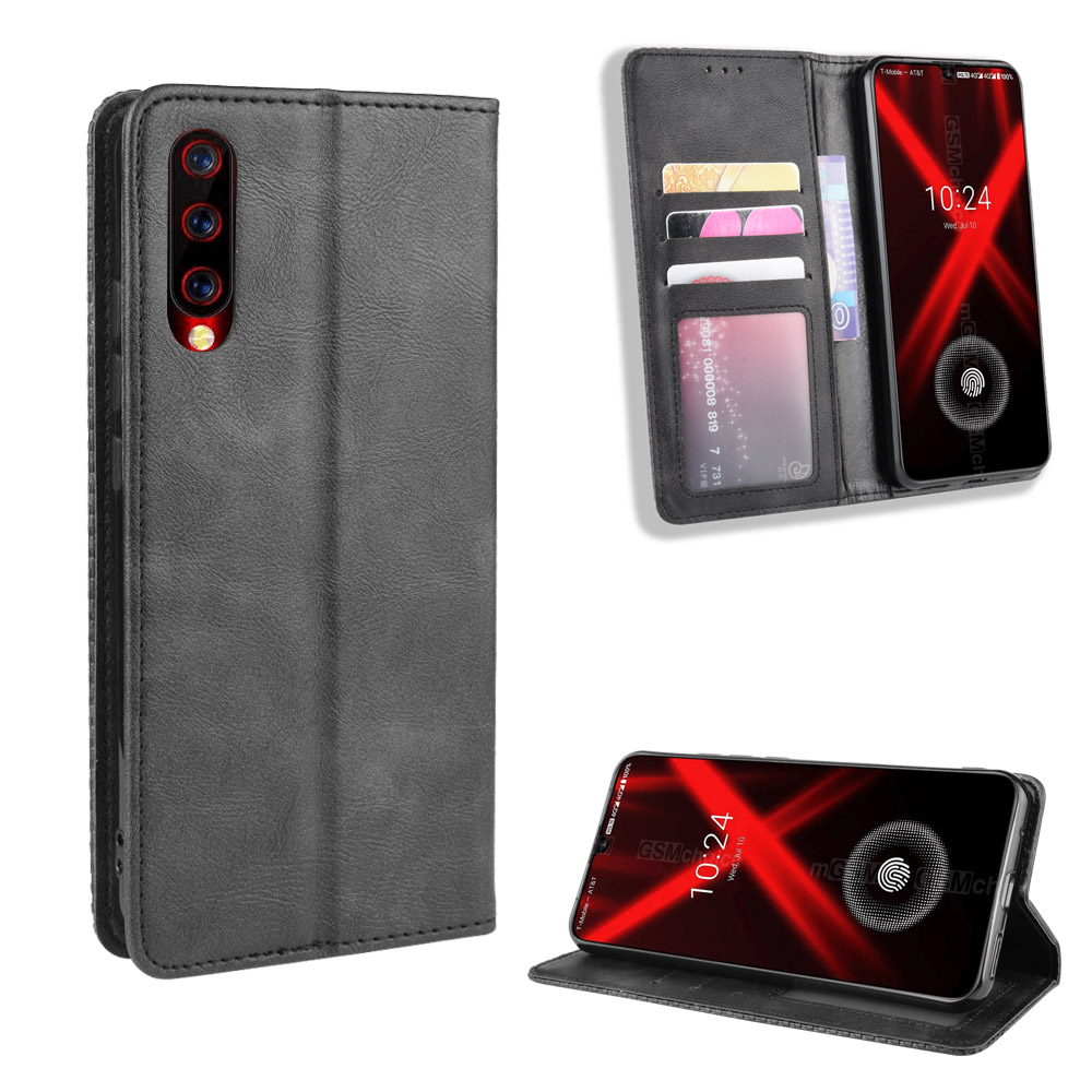 

Retro Style PU Leather Wallet Stand Phone Casing for UMIDIGI X - Black