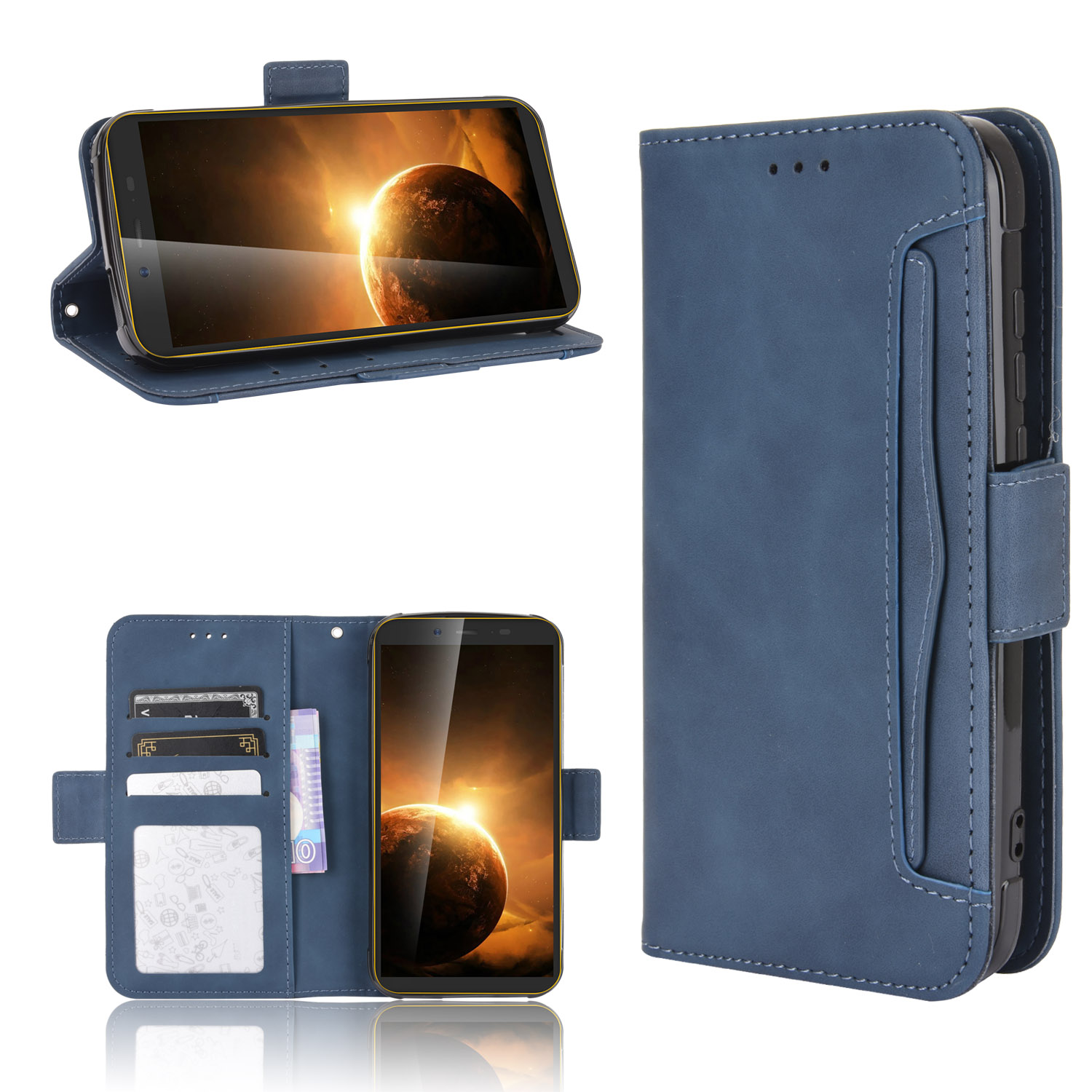 

Bois de Support en Cuir de Portefeuille Pour Blackview Bv5500 / Bv5500 Pro / Bv5500 Plus - Bleu
