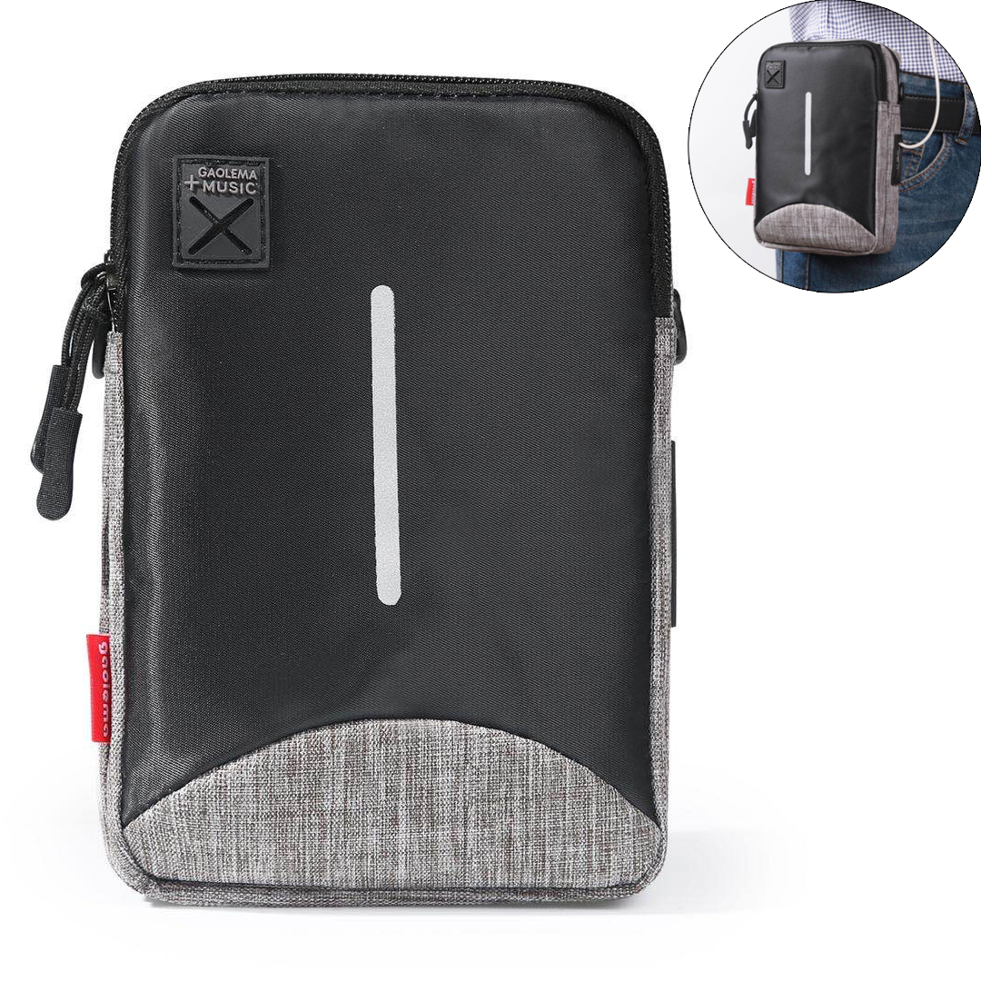 

6inch Cell Phone Shoulder Bag Waist Pack with USB Charging Port Earphone Hole for Outdoor Sports - Grey, iPhone 6 Plus 5.5 inch