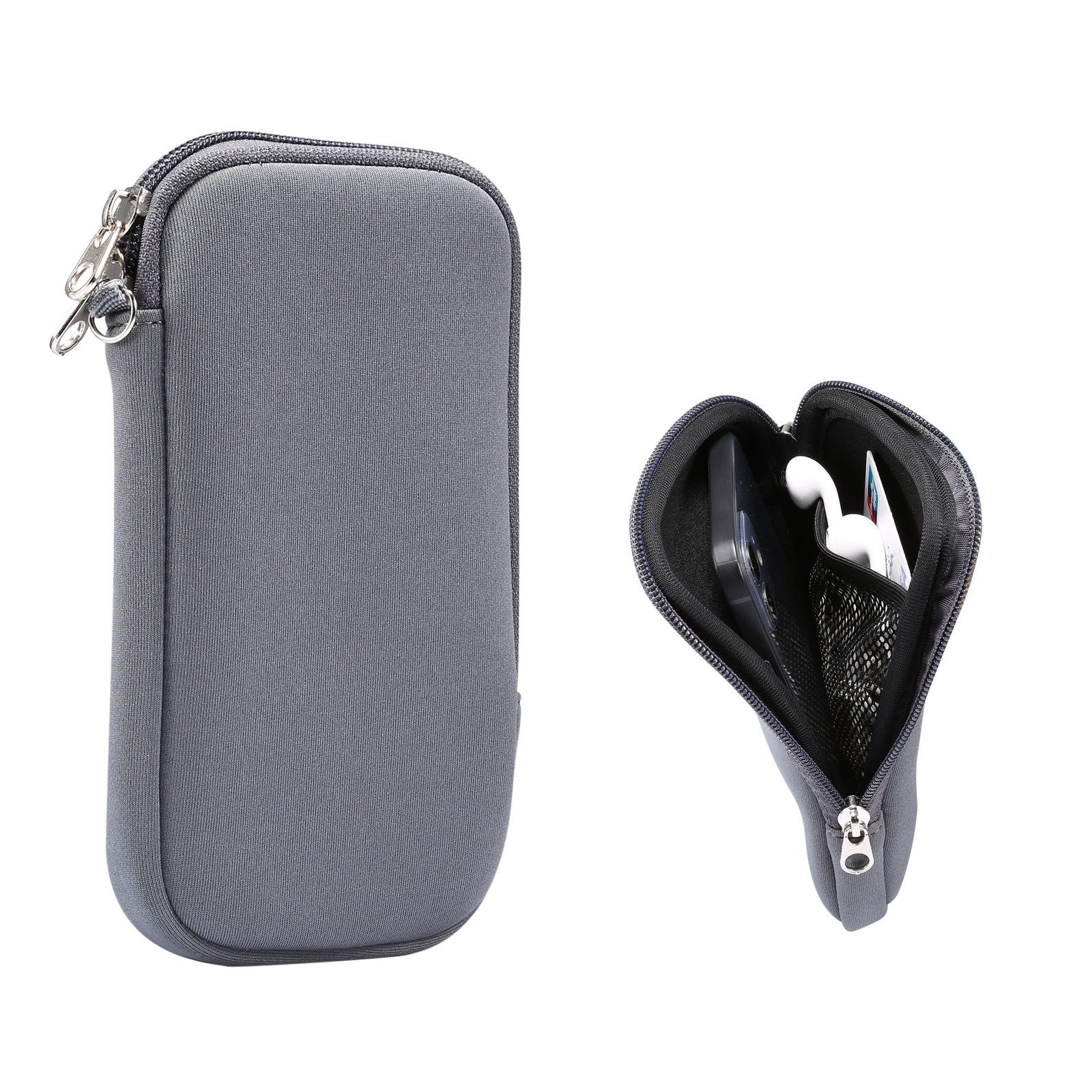 

Stretch-Hängende Tasche Telefonbeutel-Reißverschluss-Abdeckung Für IPhone 12 Mini / 11 PRO Etc. 4.7-5,4 Zoll Handy - Grau, Universal