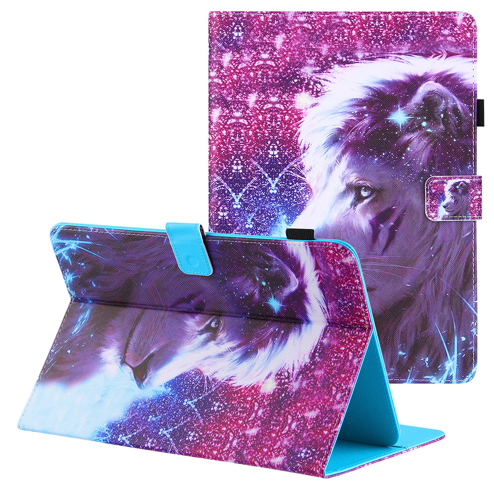 

Universal Patterned Leather Case for 7-inch Tablets, Wallet Stand Protective Cover, Size: 205x143x23mm - Lion, Galaxy Tab A 7.0
