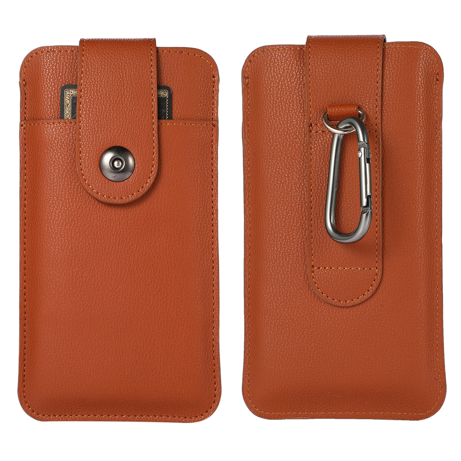 

PU Leather Mobile Phone Storage Bag Case Protector Card Holder, Inner Size 18.8x10.8 cm - Brown, iPhone 12