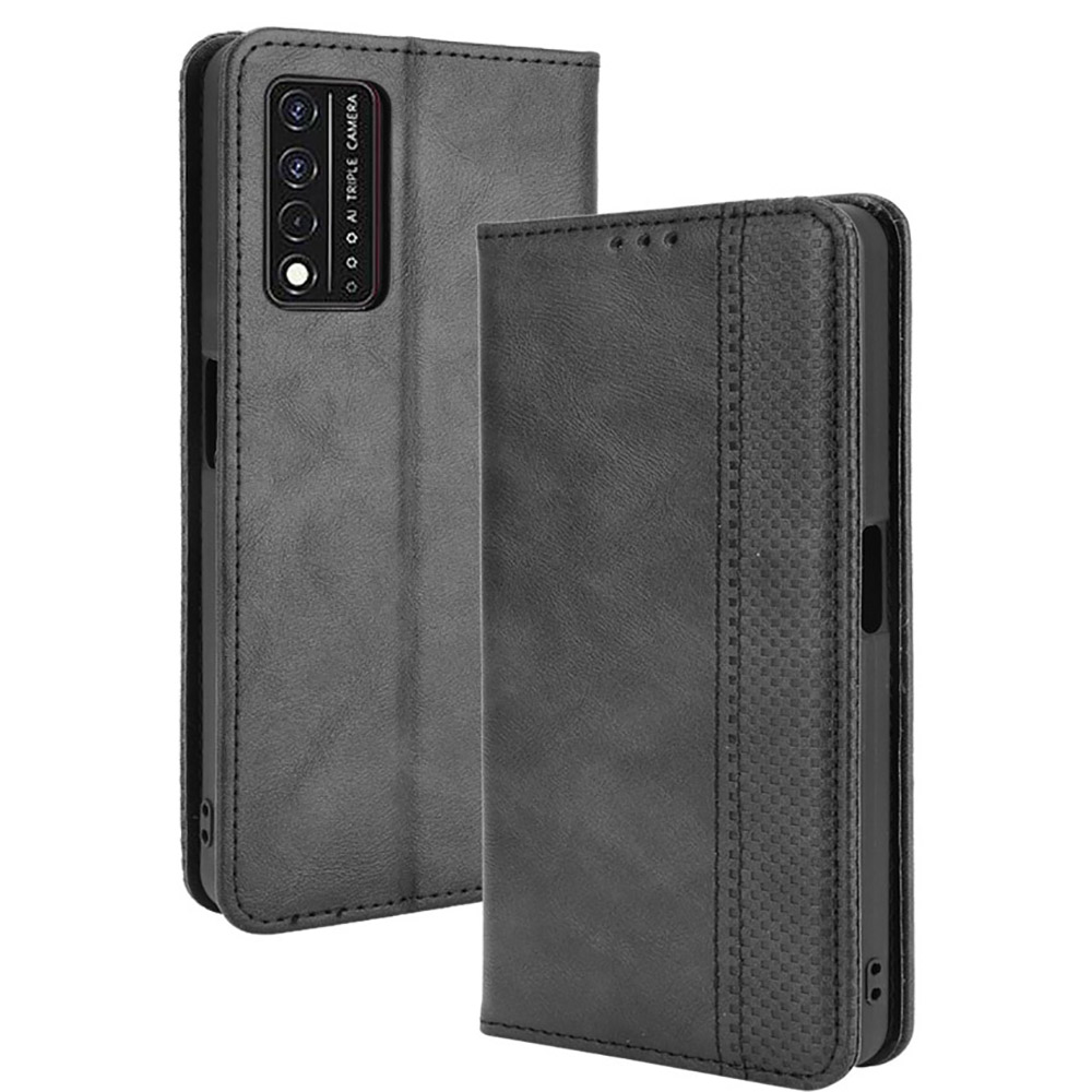 

Retro Style PU Leather Flip Magnetic Stand Flip Protective Cover for T-Mobile REVVL V+ 5G - Black