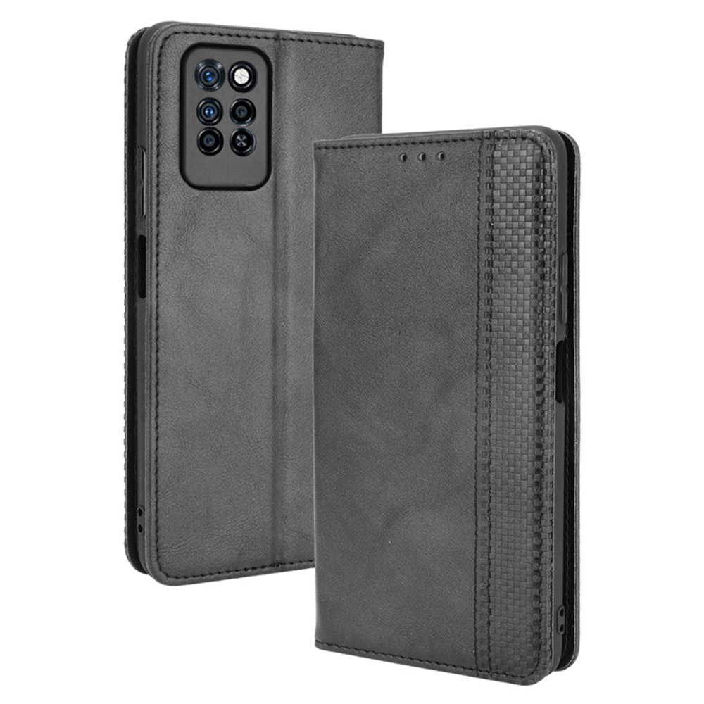 

Retro Style PU Leather Flip Magnetic Stand Flip Protective Cover for Infinix Note 10 Pro/Note 10 Pro NFC - Black