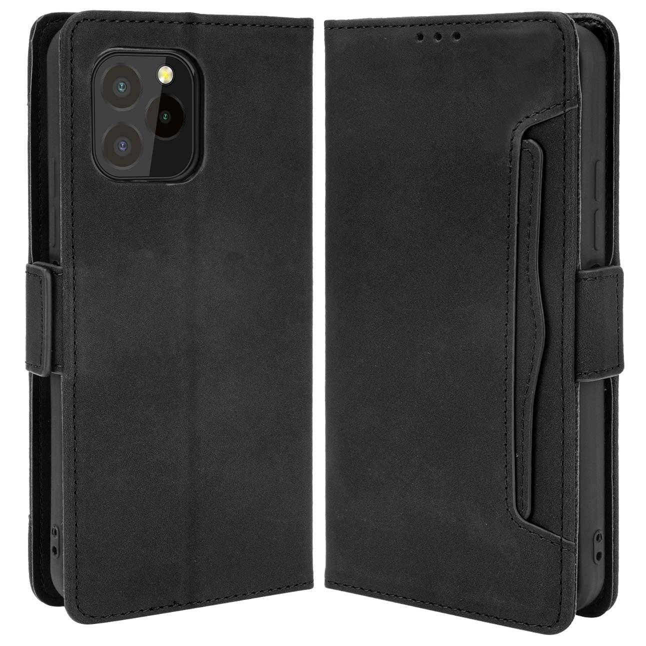 

Für Oukitel C21 PRO Full Protection Große Kapazität Multiple Card Slots Design Leder Stand Schutzhülle - Schwarz, Other Phone Models